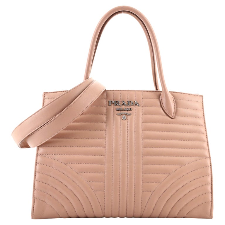 Prada Convertible Open Tote Diagramme Quilted Leather Medium For Sale at  1stDibs