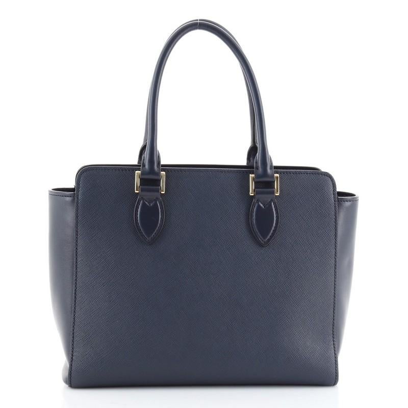 Prada Convertible Offene Tragetasche Saffiano mit weichem Kalbsleder (Schwarz)