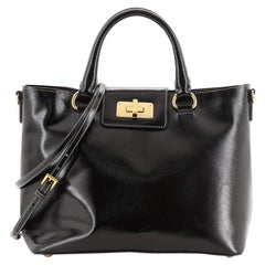 Prada Convertible Open Tote Vernice Saffiano Leather Small