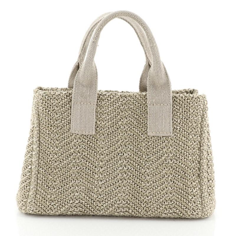 prada raffia woven shopper tote