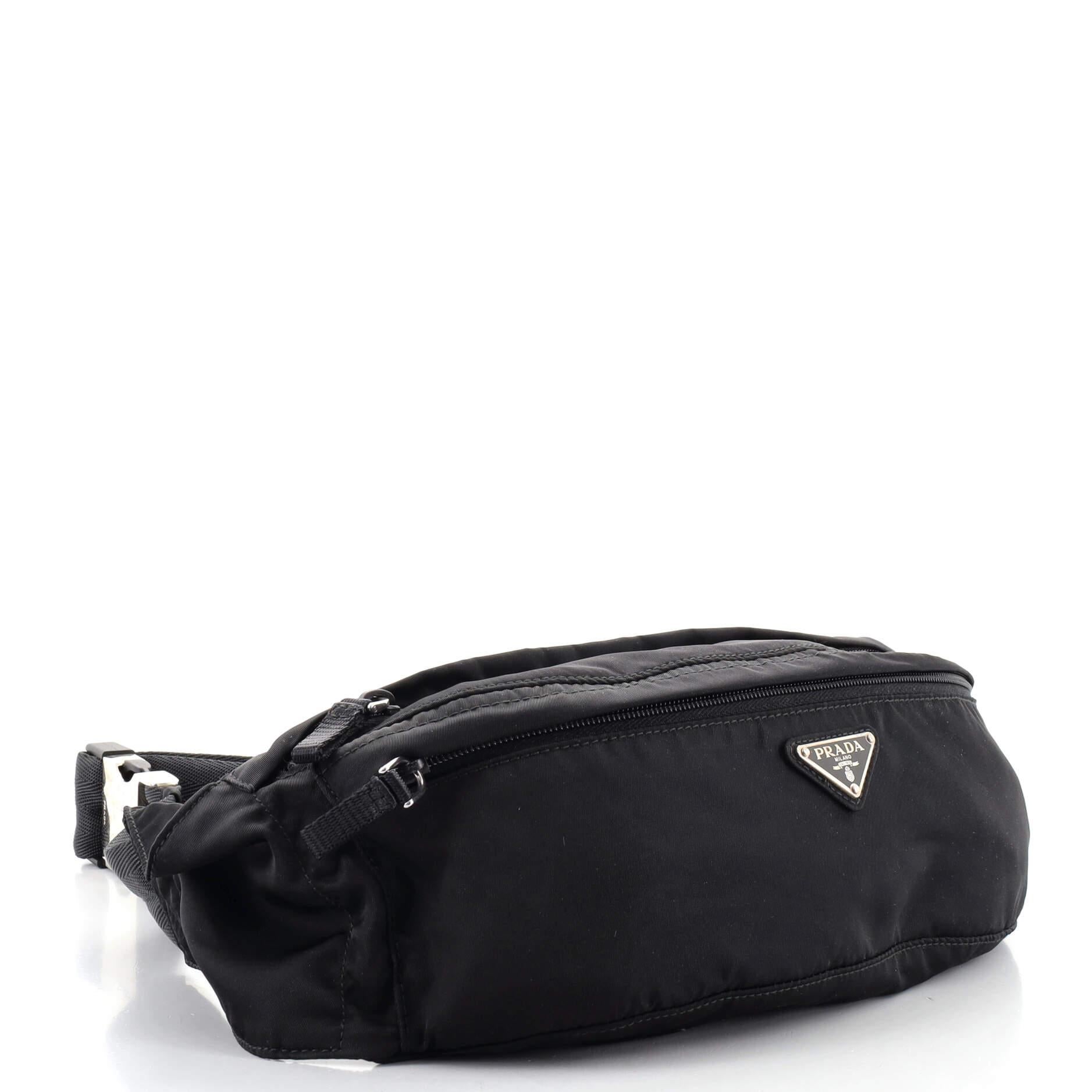 Black Prada Convertible Pocket Belt Bag Tessuto Medium