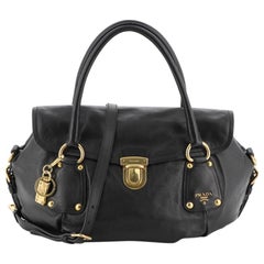 Prada Convertible Pushlock Flap Satchel Leather