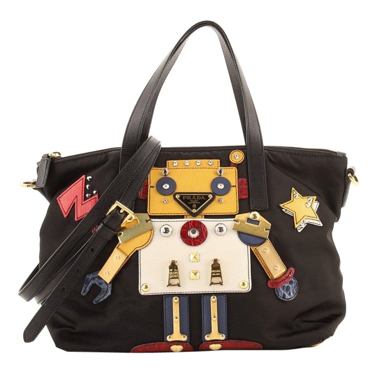 Prada Convertible Robot Zip Tote Tessuto Small