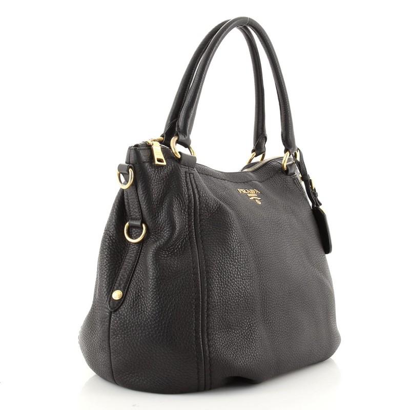 Black Prada Convertible Satchel Vitello Daino Medium