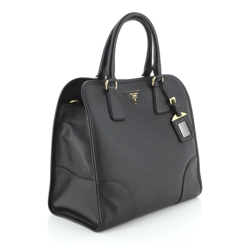 Black Prada Convertible Shopping Tote Saffiano Leather Large