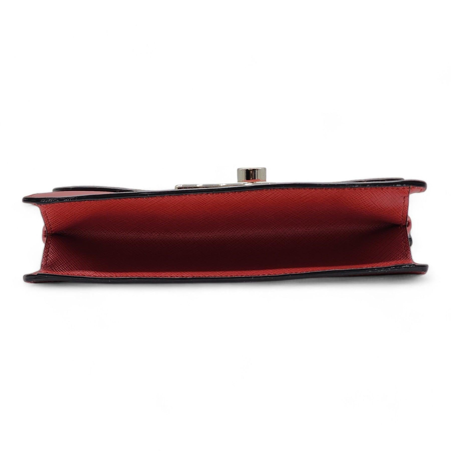 Brown Prada Convertible Sound Bag Vernice Saffiano Leather in Red For Sale