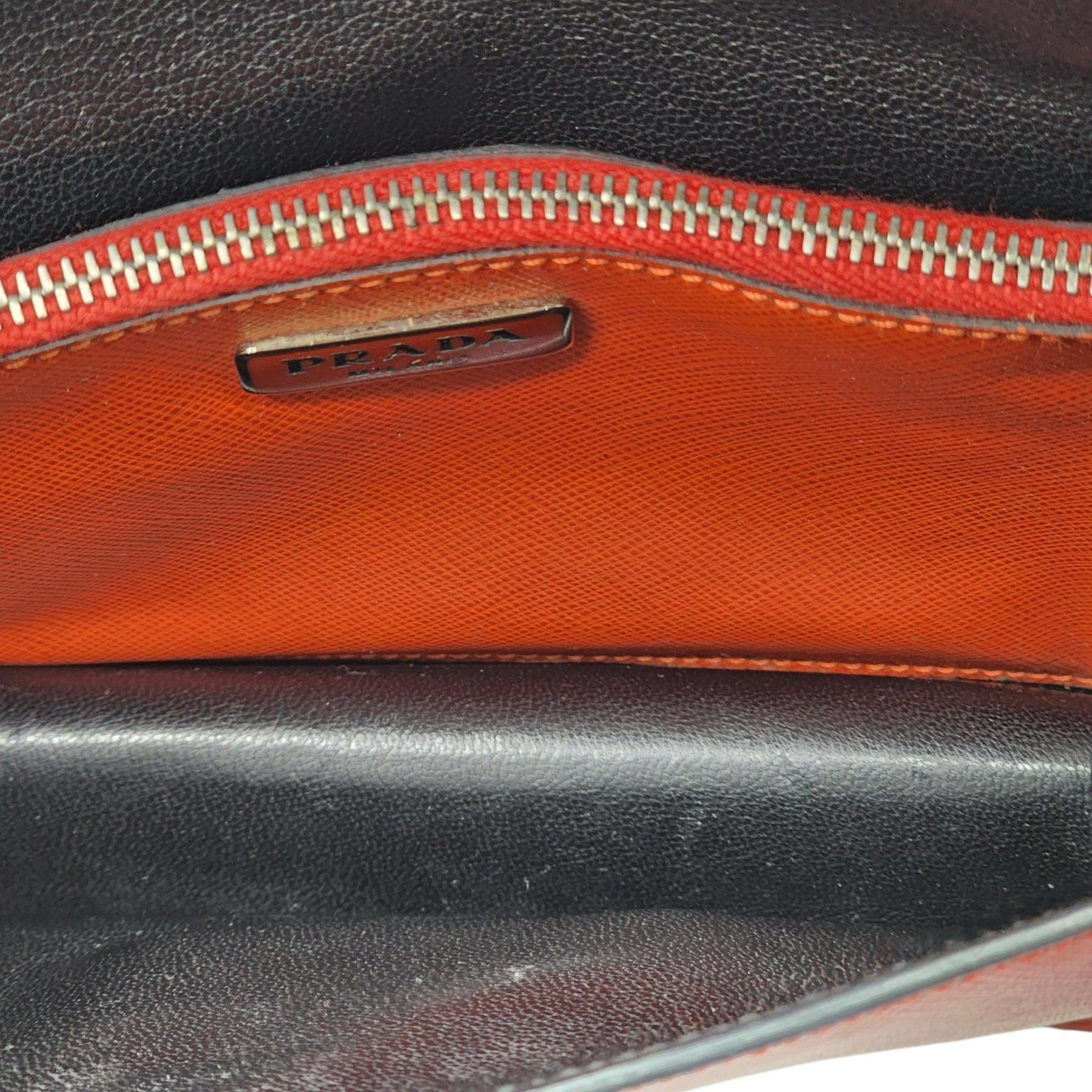 Prada Convertible Sound Bag Vernice Saffiano Leather in Red In Excellent Condition For Sale In Los Angeles, CA