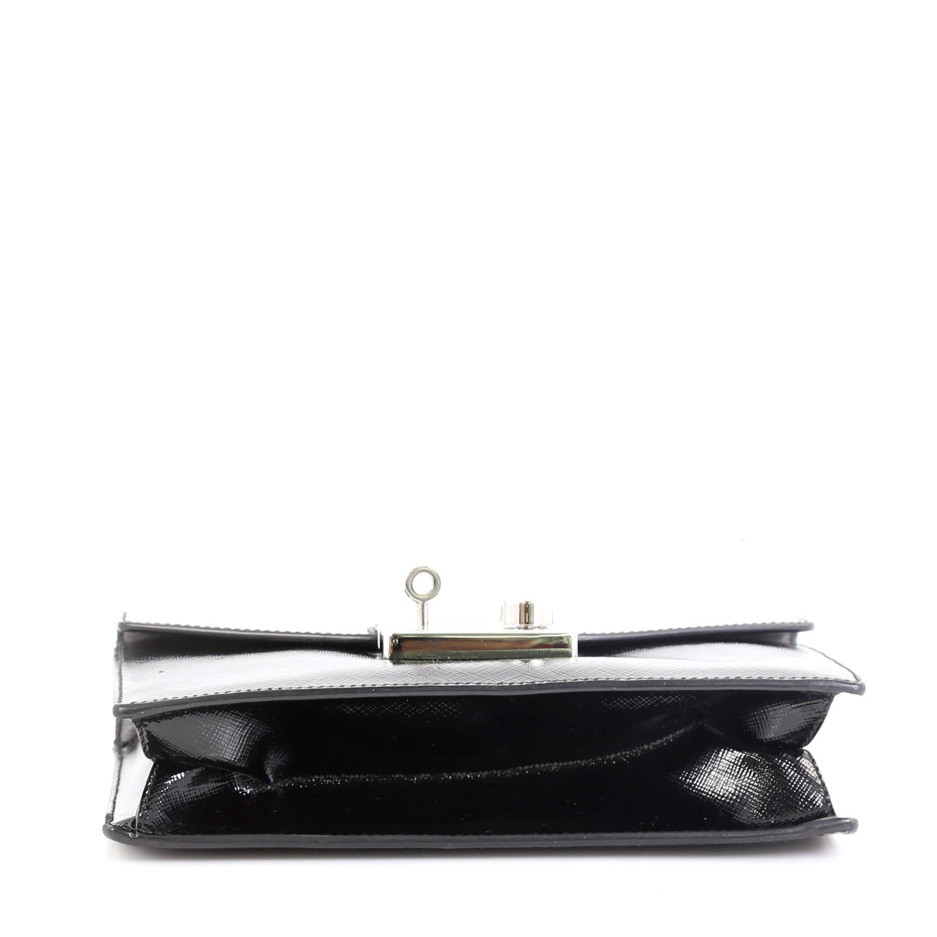 Black Prada Convertible Sound Bag Vernice Saffiano Leather Small