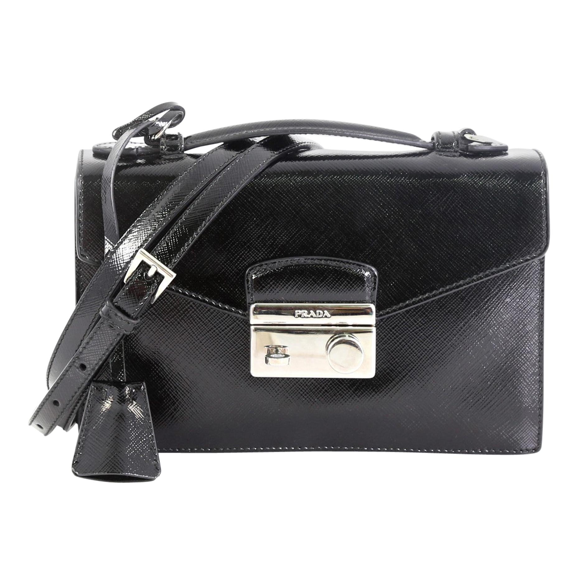 Prada Convertible Sound Bag Vernice Saffiano Leather Small