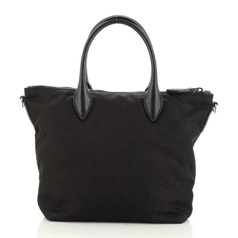 Black Prada Convertible Tote Beaded Tessuto Small