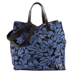 Prada Convertible Tote Printed Tessuto with Saffiano Large