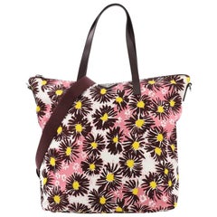 Prada Convertible Tote Printed Tessuto With Saffiano Large