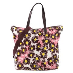 Prada Convertible Tote Printed Tessuto With Saffiano Large