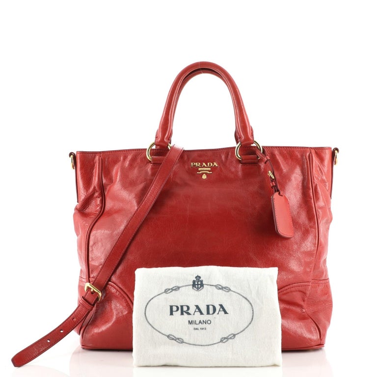 Prada Fuchsia Vitello Shine Leather Shopper Tote at 1stDibs