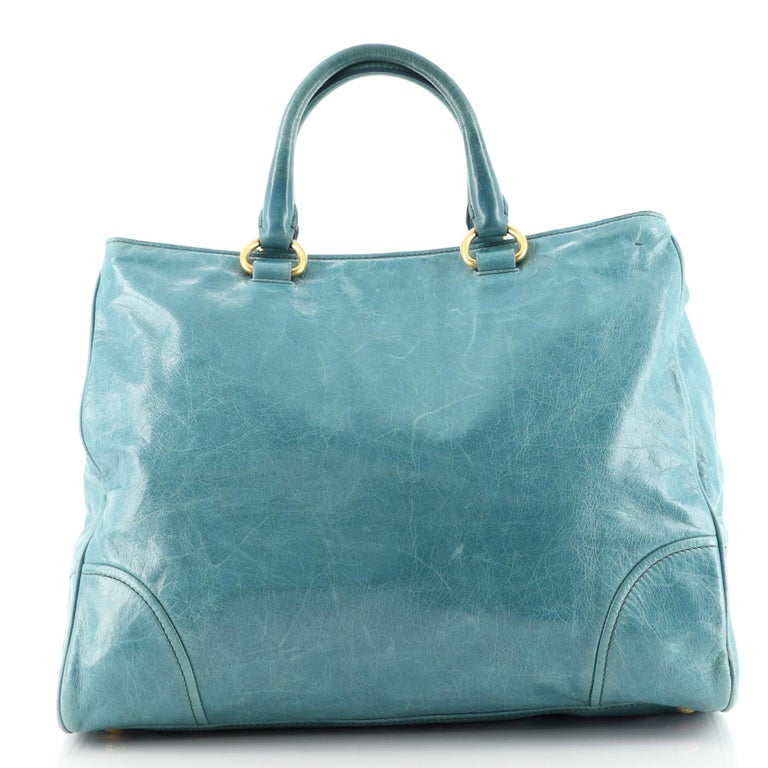 Miu Miu Blue Vitello Shine Leather Drawstring Bucket Bag at 1stDibs