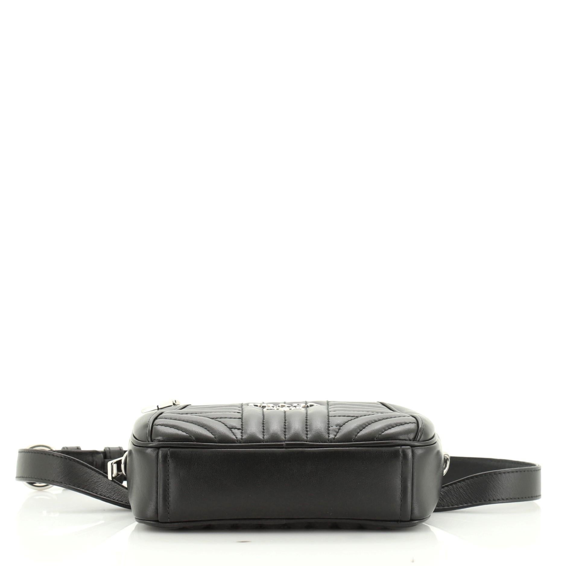 Black Prada Convertible Waist Bag Diagramme Quilted Leather Small 