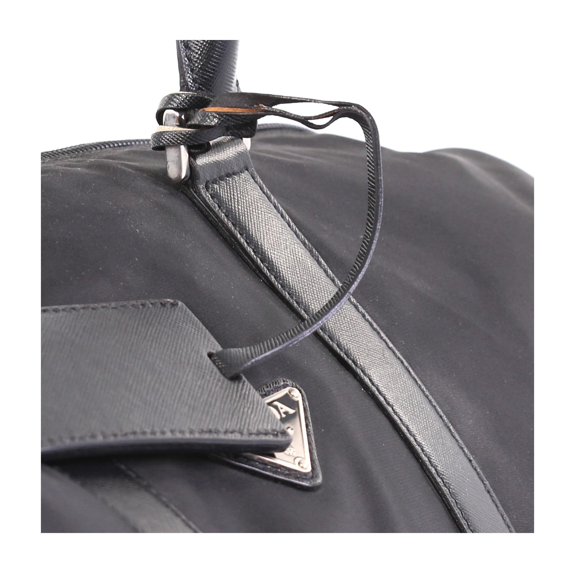 Black Prada Convertible Weekender Bag Tessuto with Saffiano Leather Large