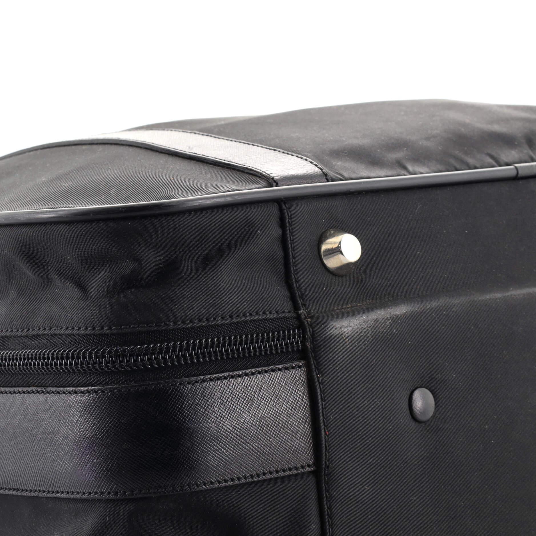 Black Prada Convertible Weekender Bag Tessuto with Saffiano Leather Large