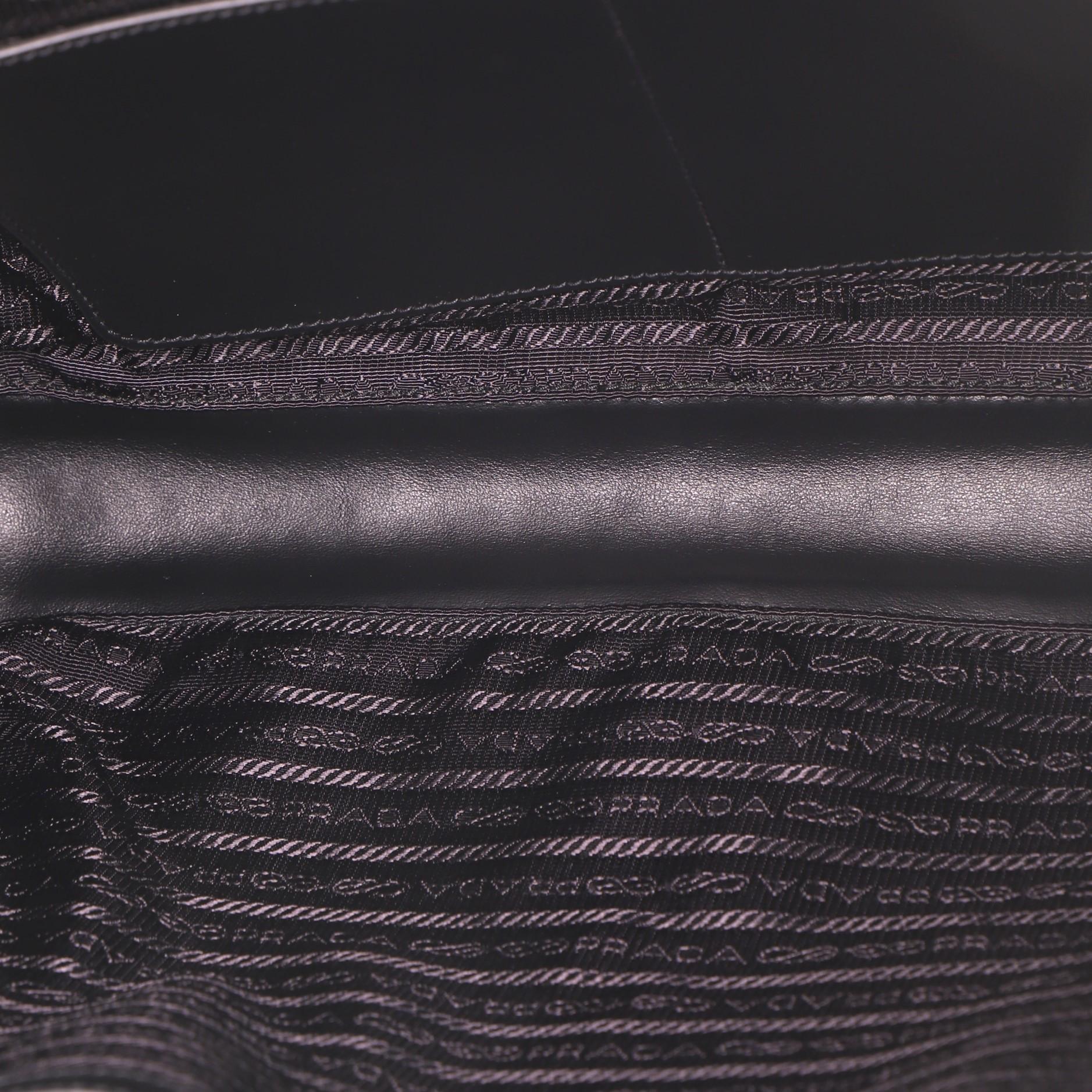 Black Prada Convertible Zip Around Briefcase Saffiano Leather Medium