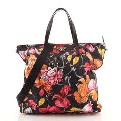 Prada Convertible Zip Tote Printed Tessuto Large
