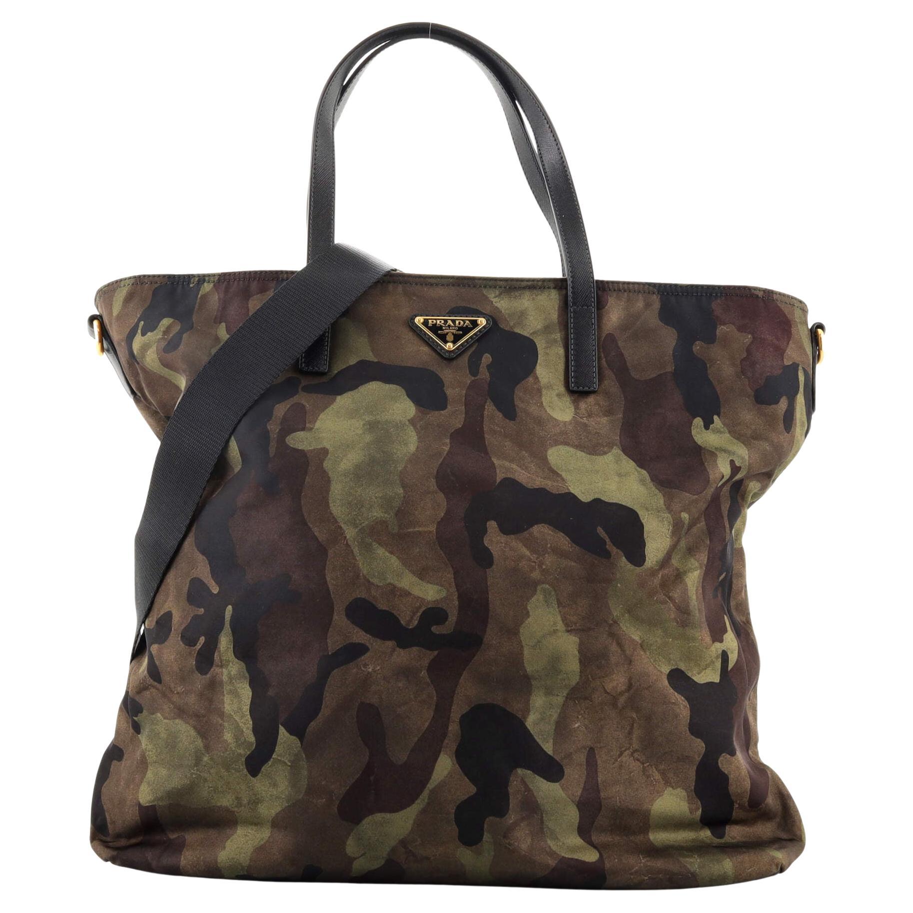 Prada Convertible Zip Tote Printed Tessuto Medium