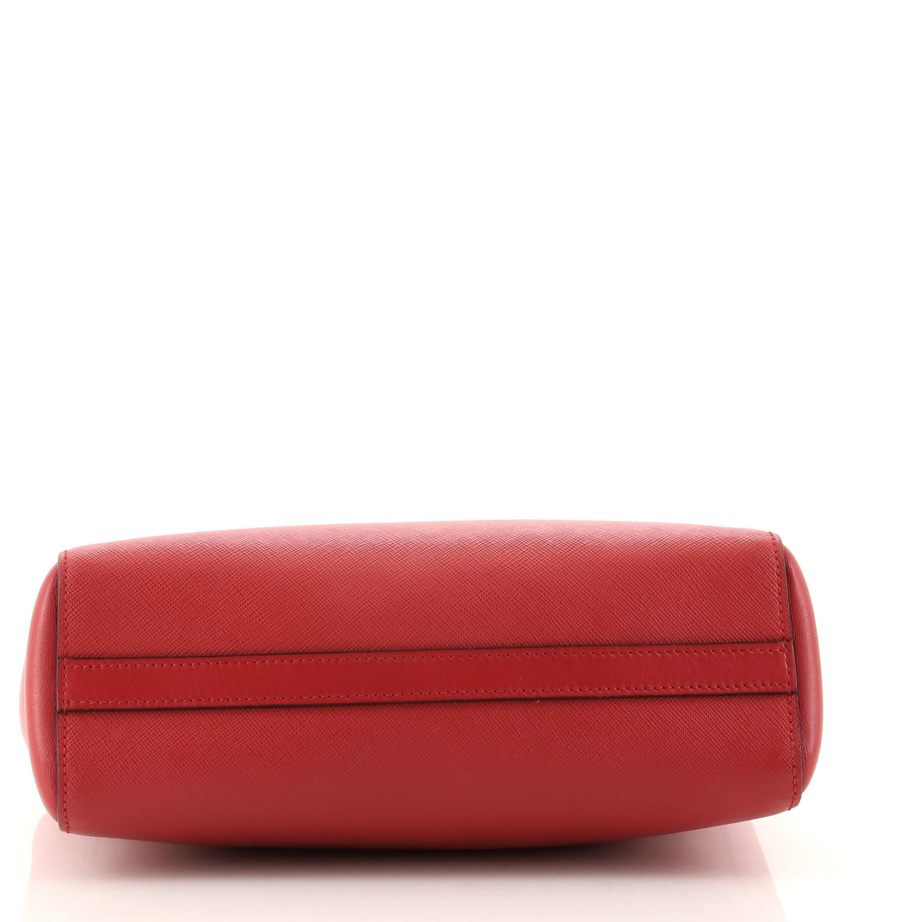 Red Prada Convertible Zip Tote Saffiano Leather Small