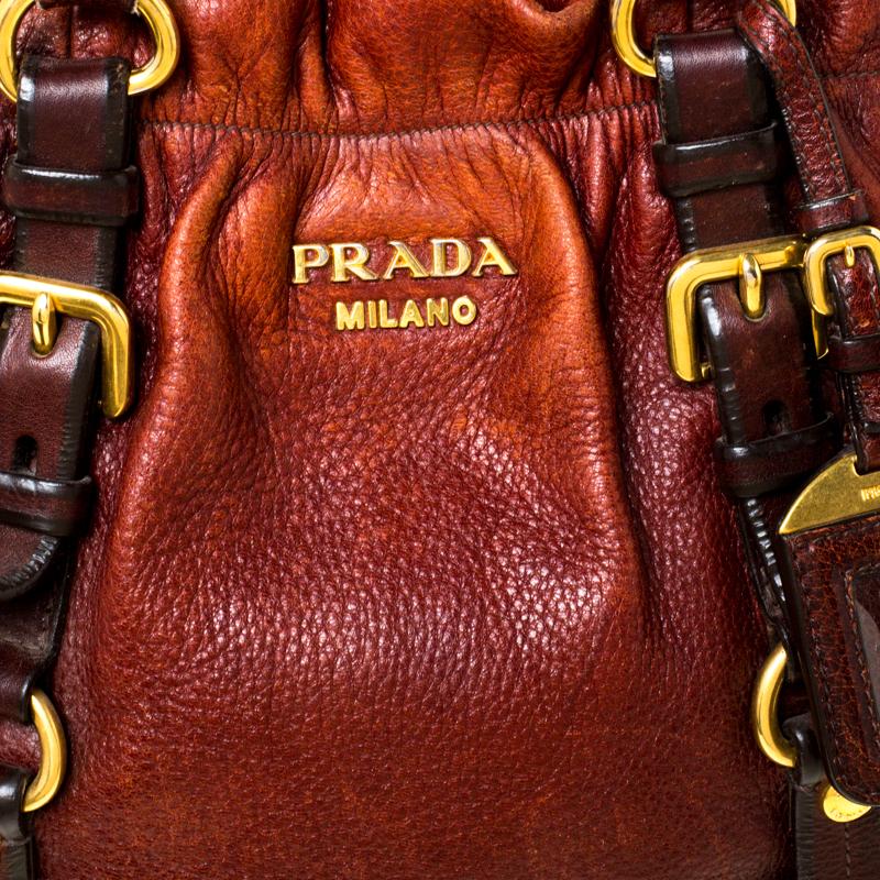 Prada Copper Leather Vitello Daino Hobo 6