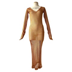 Prada copper Metal Knit Maxi Dress, Early–Mid 1990s