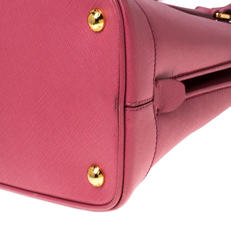 Prada Coral Pink Saffiano Leather Open Promenade Satchel 2