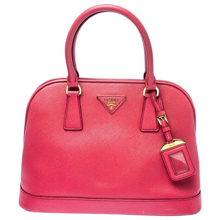 Prada Coral Pink Saffiano Leather Open Promenade Satchel For Sale at ...