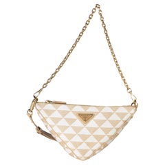 Prada Corda Talco Jacquard Triangolo Symbole Embroidered Canvas Triangle Bag