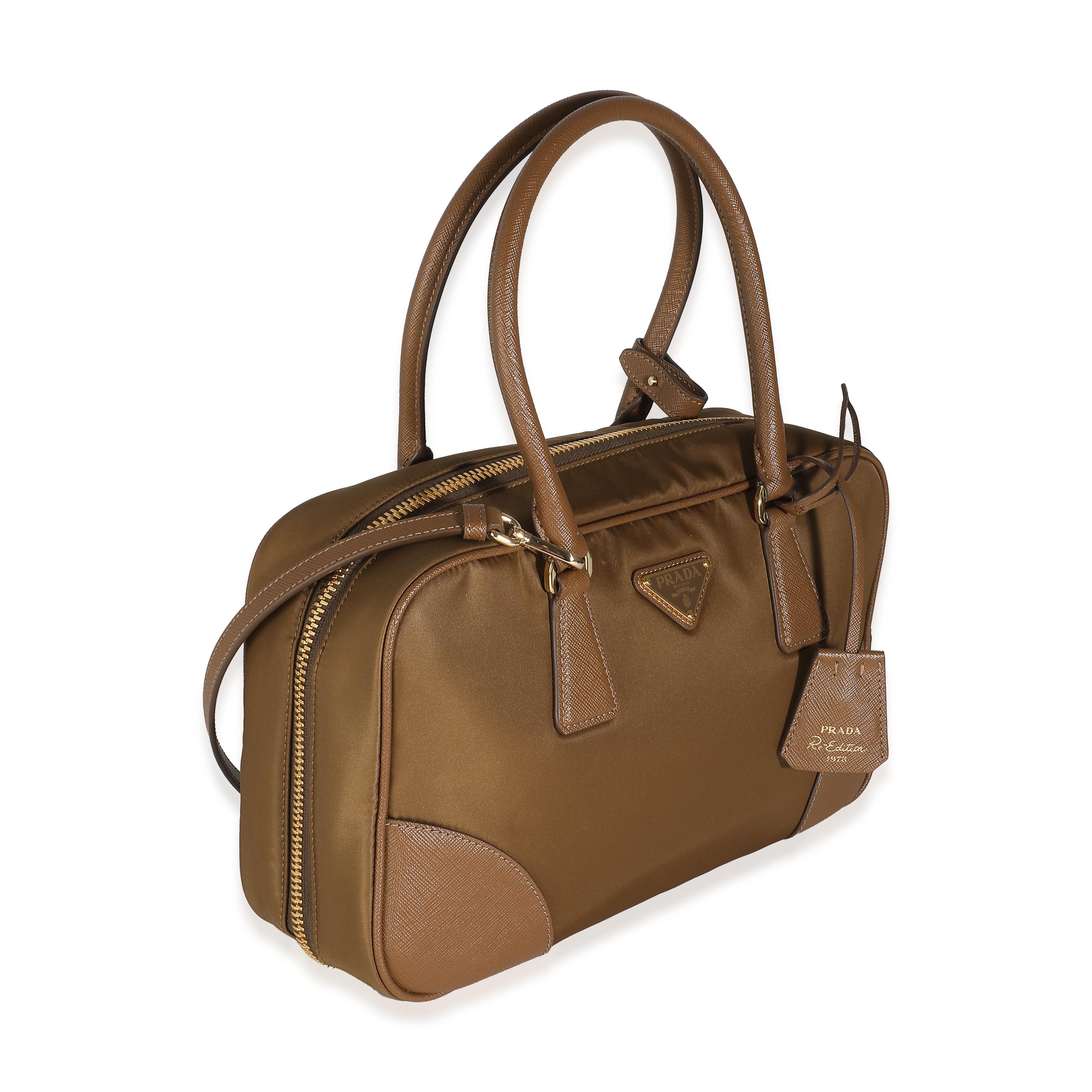 Prada Cork Beige Re-Nylon Medium Re-Edition 1978 Top Handle In Excellent Condition In New York, NY