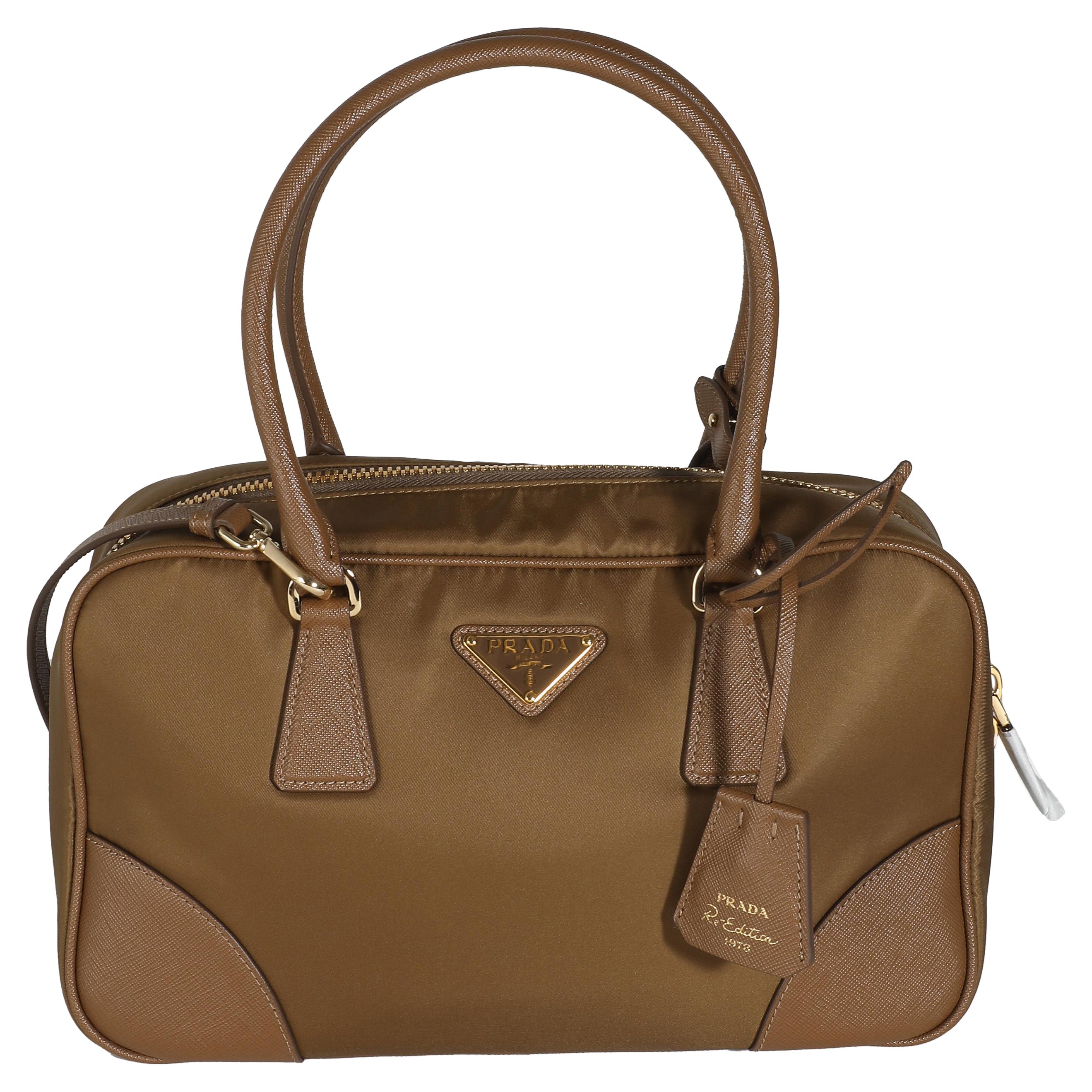 Prada Cork Beige Re-Nylon Medium Re-Edition 1978 Top Handle
