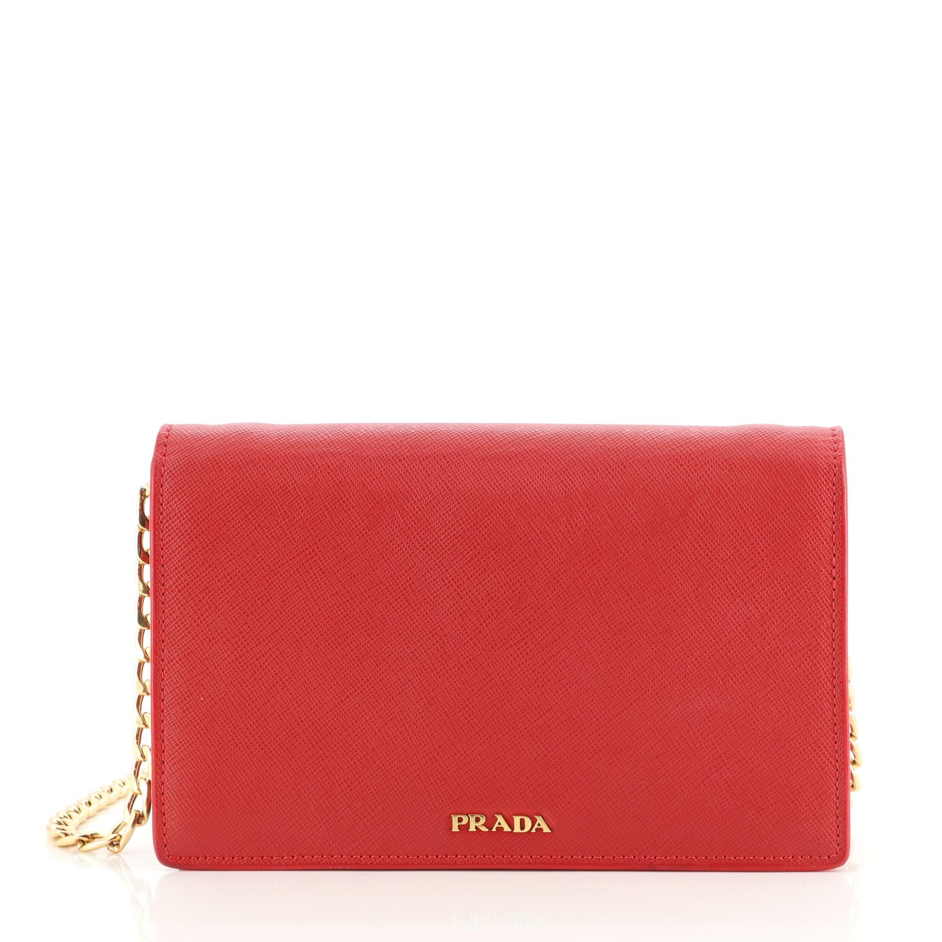 Prada Corolle Kette Tasche Saffiano mit Metall (Rot)