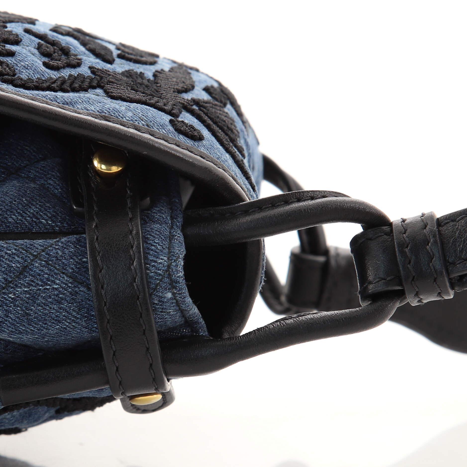 Women's or Men's Prada Corsaire Messenger Bag Embroidered Quilted Denim Small