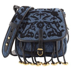 Prada Corsaire Messenger Bag Embroidered Quilted Denim Small