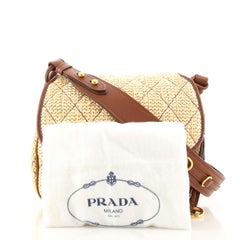 Prada Corsaire Messenger Bag Quilted Straw and Leather
