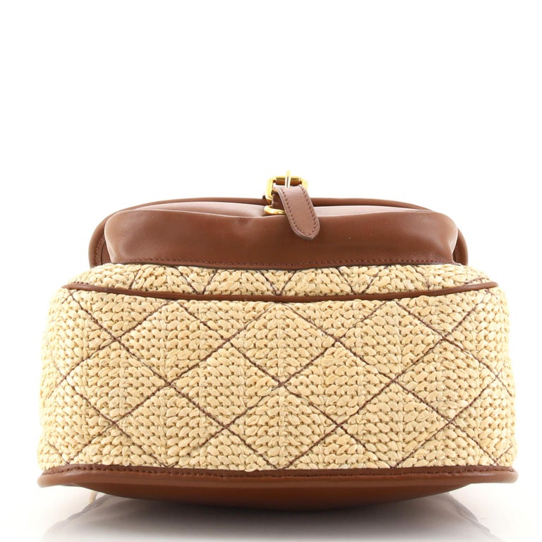 Prada Corsaire Messenger Bag Quilted Straw and Leather at 1stDibs