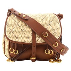 Prada Corsaire Messenger Bag Quilted Straw and Leather