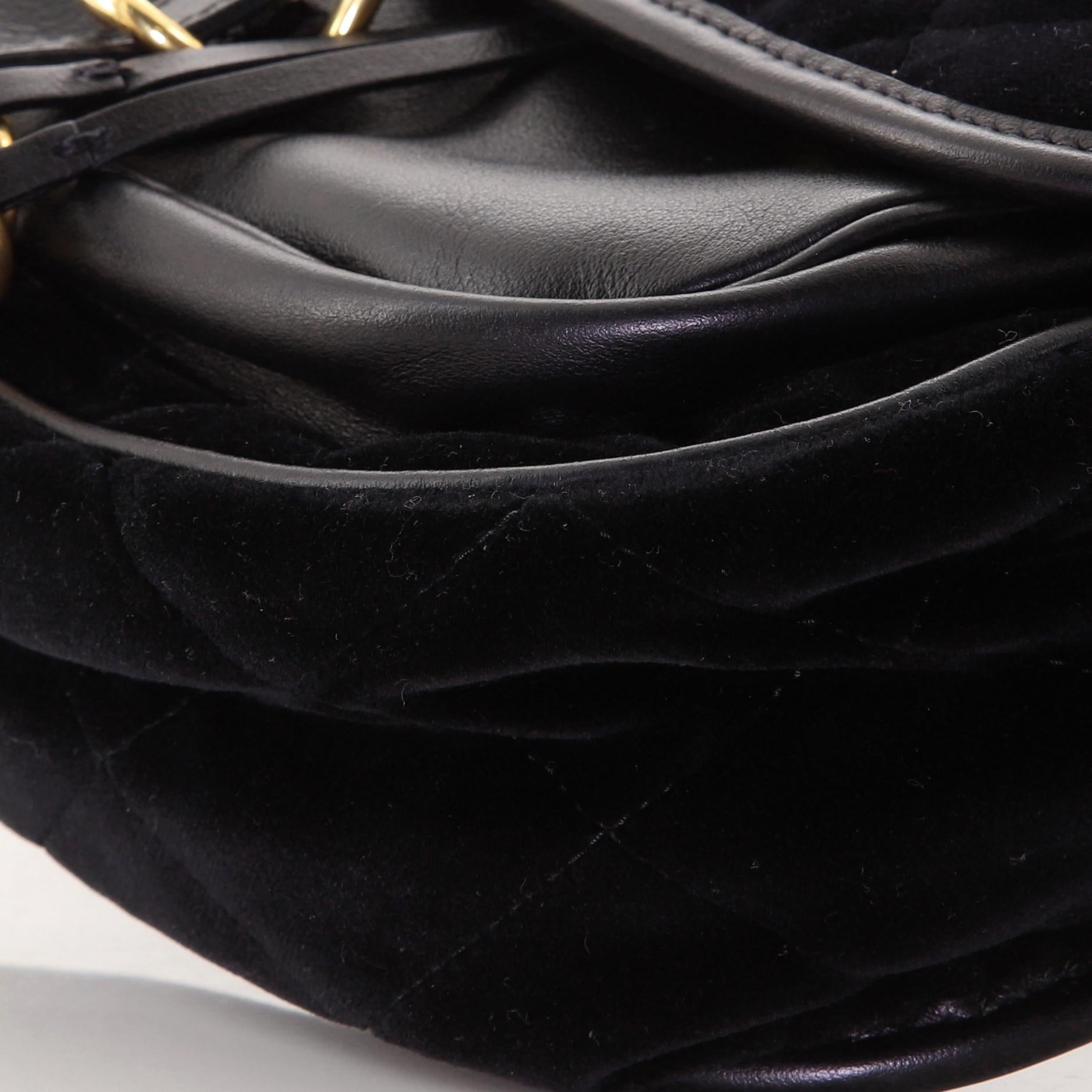Black Prada Corsaire Shoulder Bag Quilted Velvet with Calfskin Small