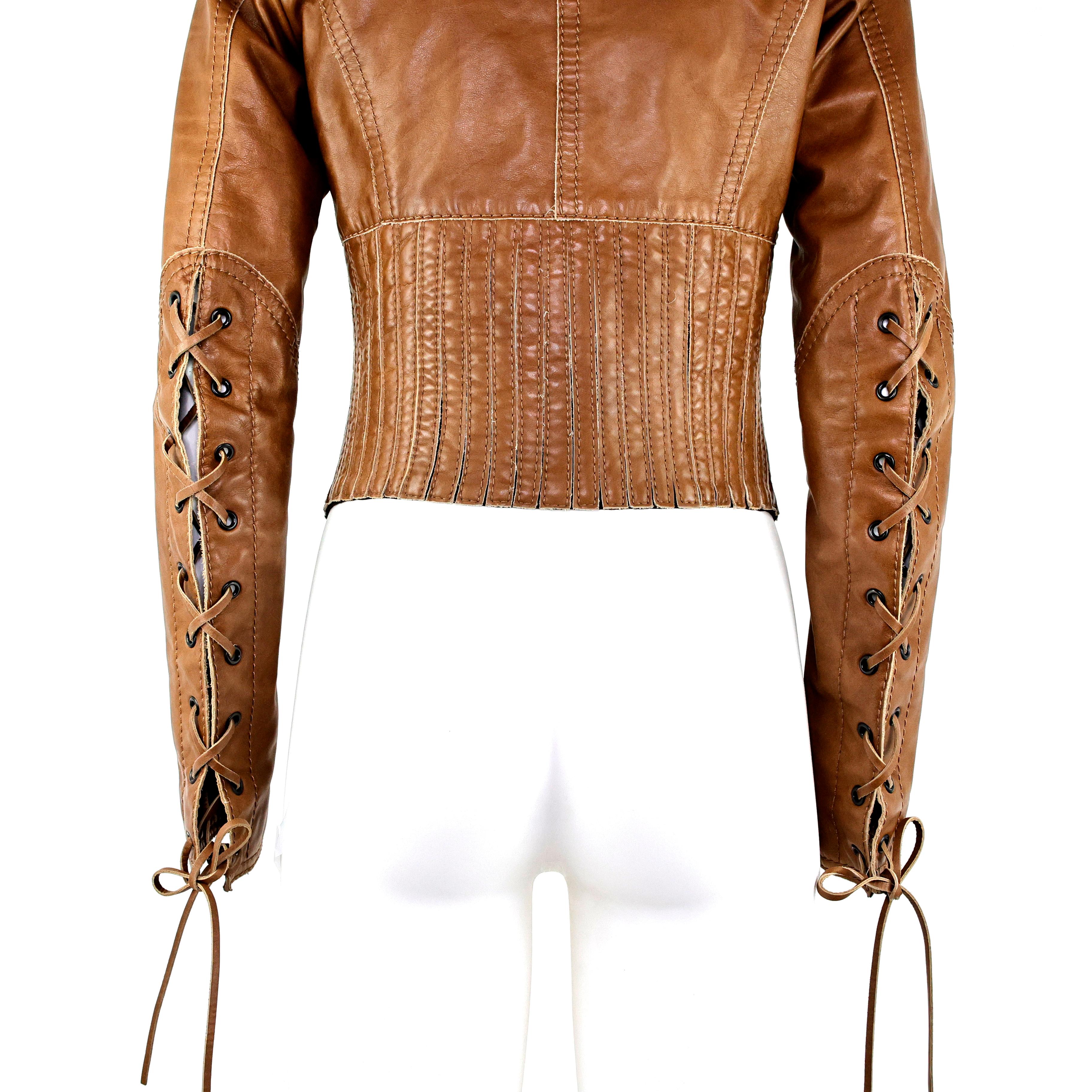 Prada Corset Lace-up Leather Jacket For Sale 5