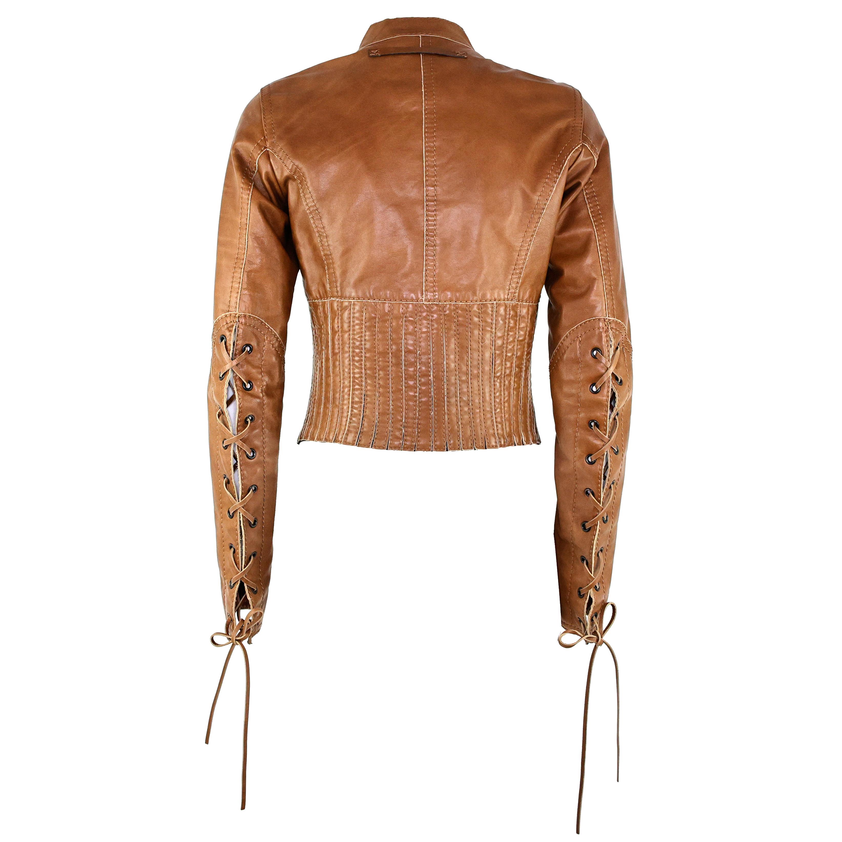 Prada corset lace-up jacket in brown leather, size 42 IT.

Condition;
Really good.