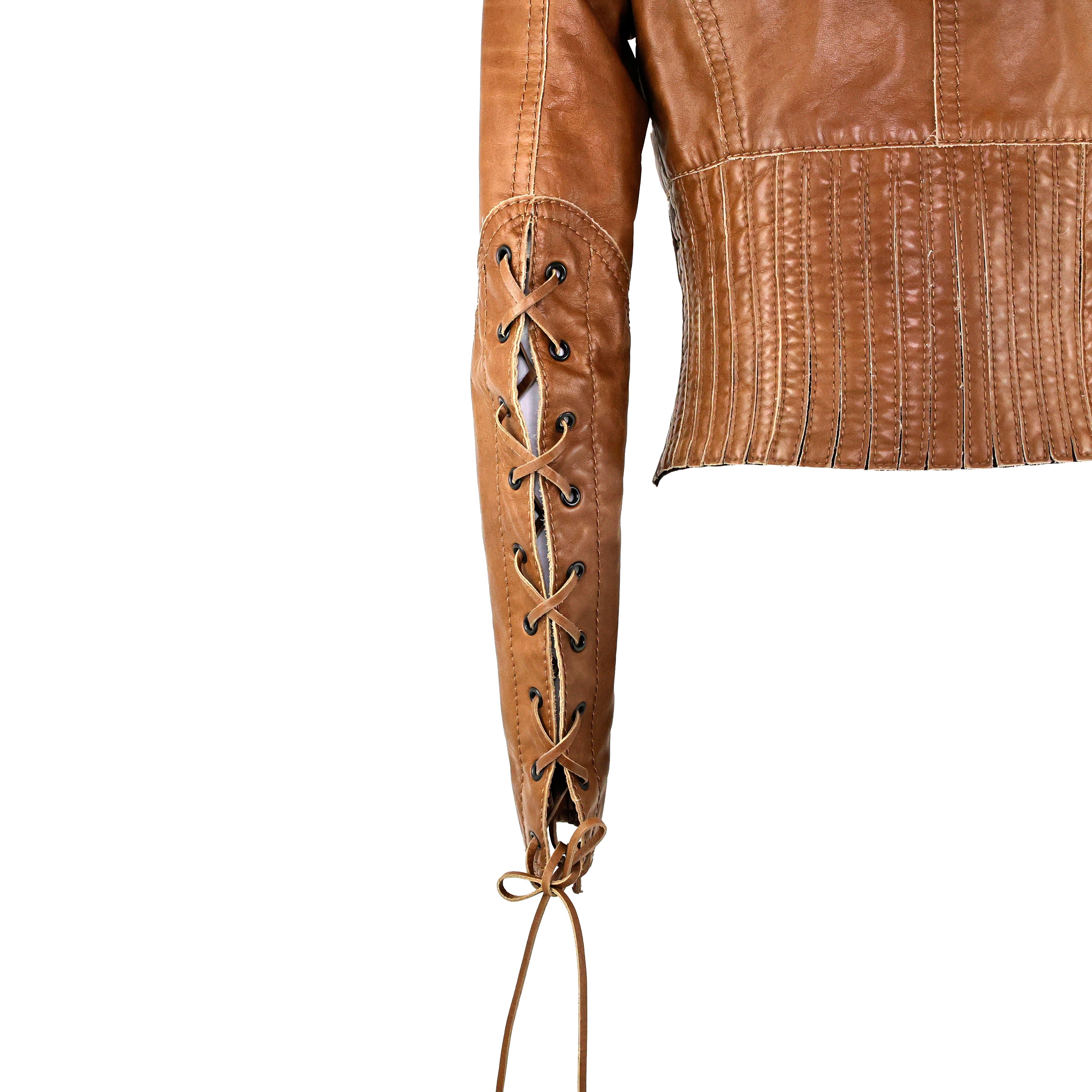 Women's Prada Corset Lace-up Leather Jacket For Sale