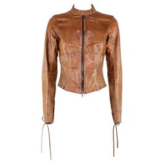 Giacca in pelle allacciata Prada Corset