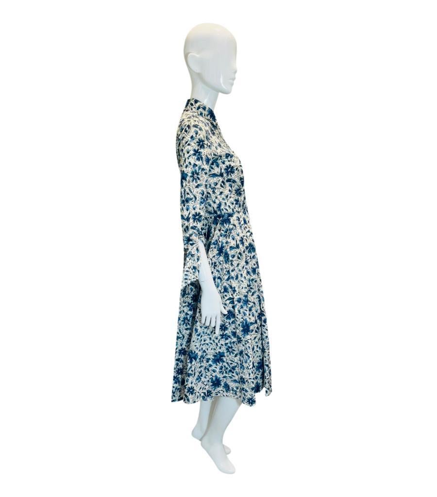 Prada Cotton Floral Print Shirt Dress In Excellent Condition In London, GB