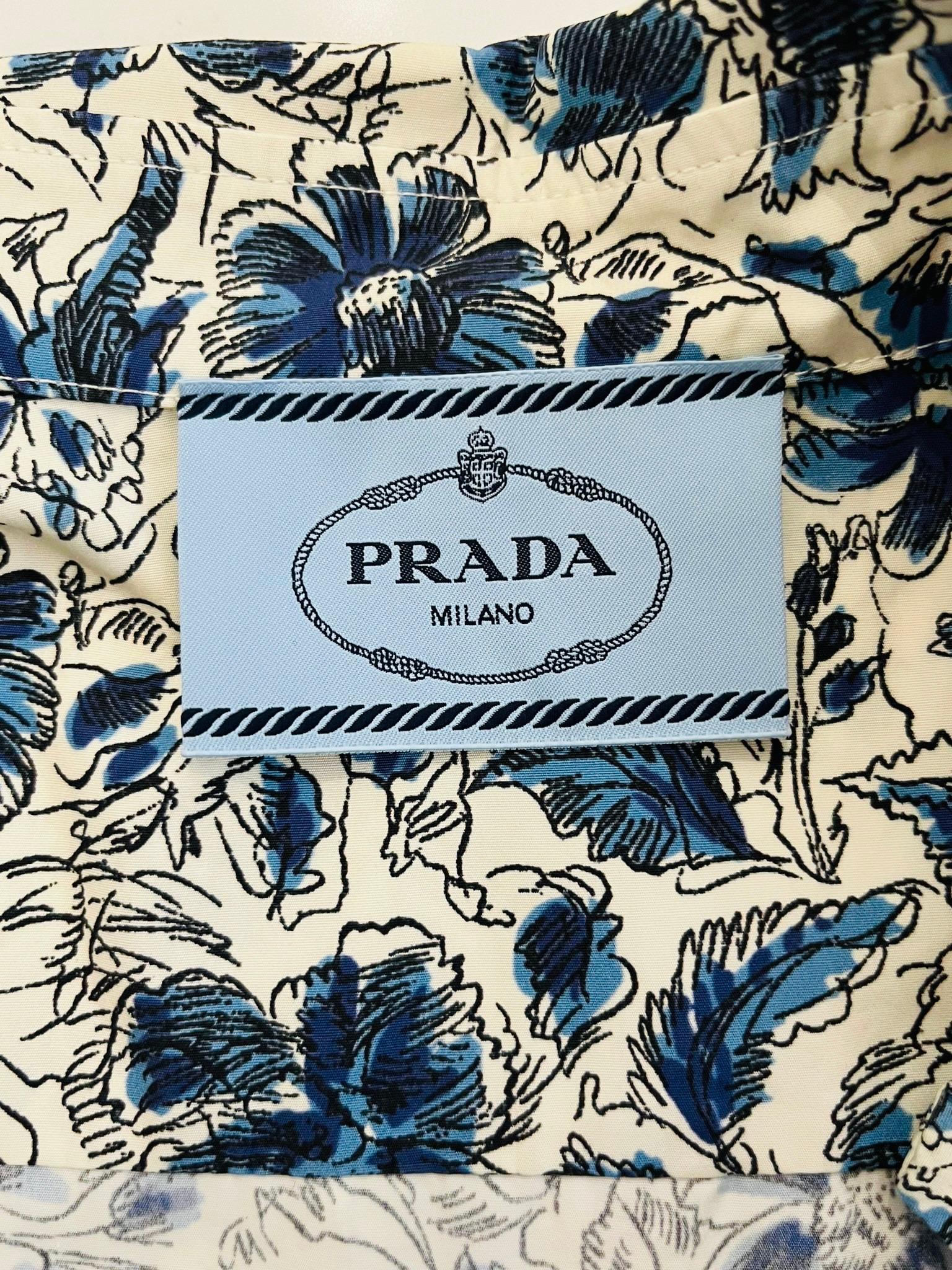 Prada Cotton Floral Print Shirt Dress 1