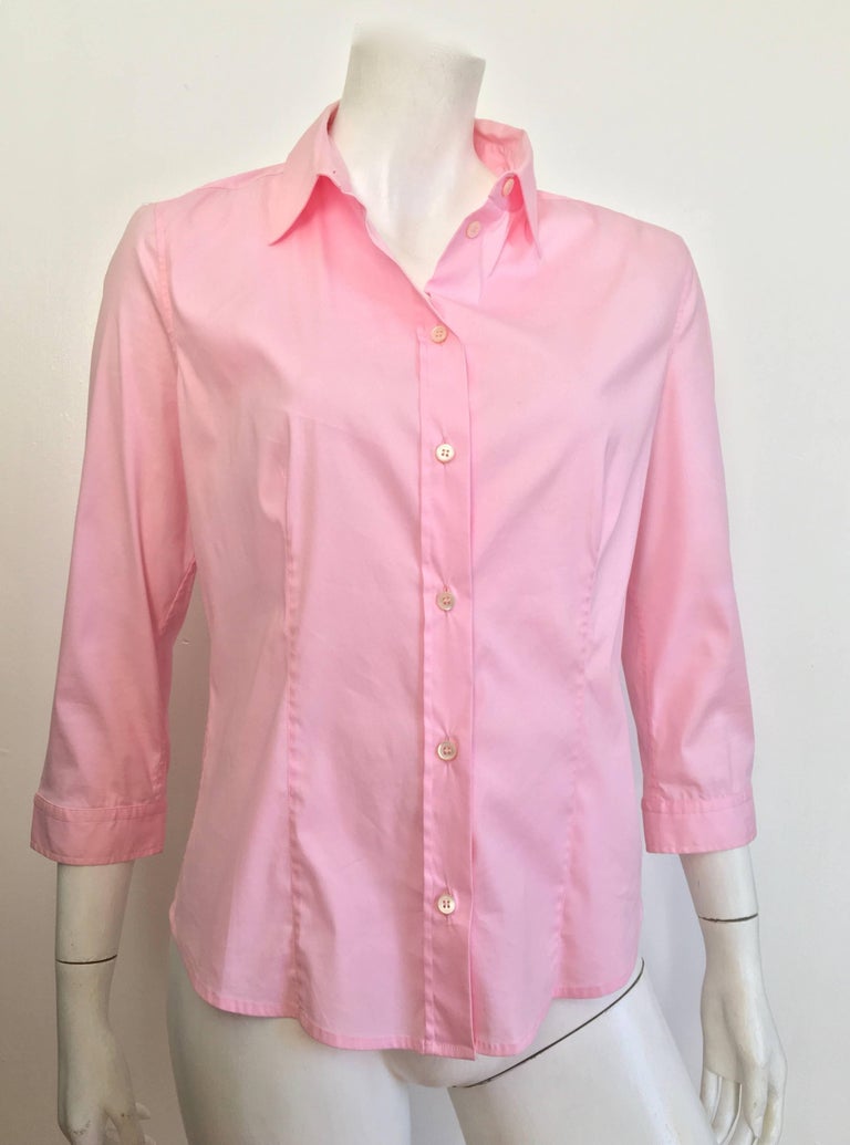 Prada Cotton Pink Button Up Blouse Size 10 / 48. For Sale at 1stDibs ...