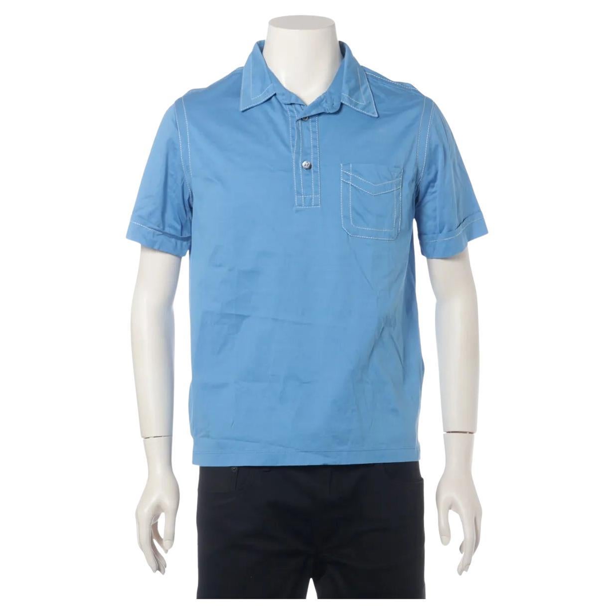 Polo en coton Prada, bleu en vente