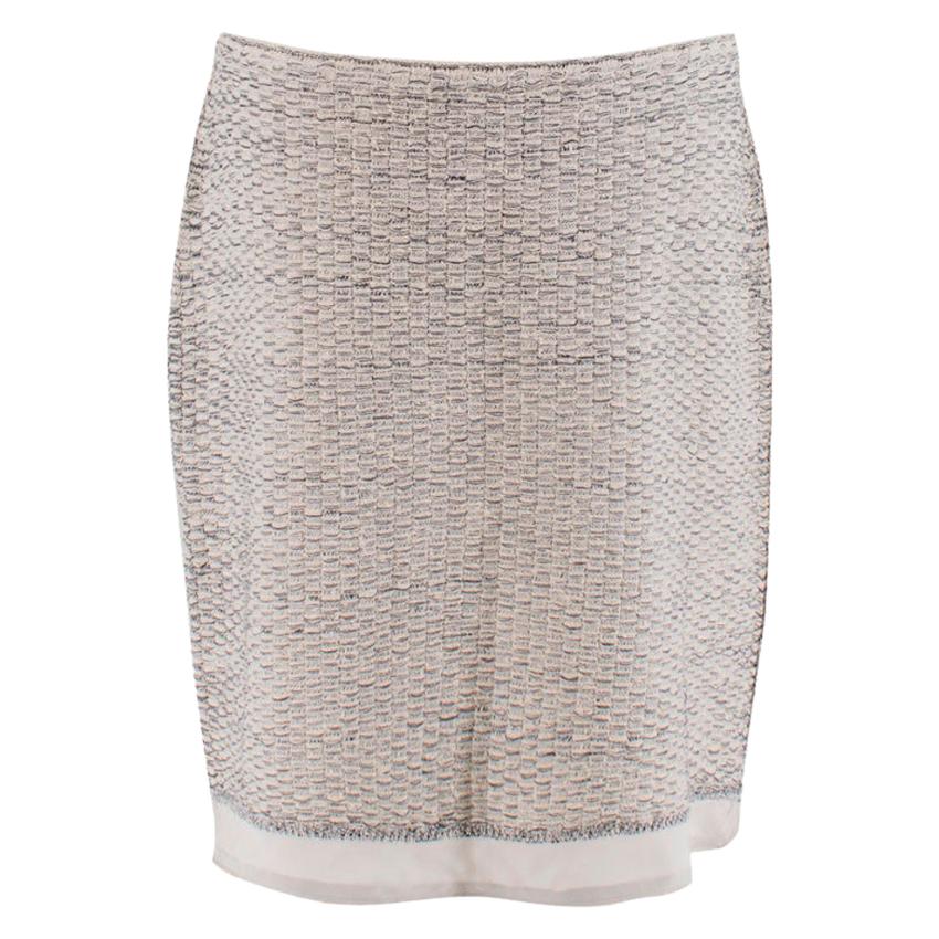 Prada Cream/Black Stretch Tweed Skirt - Size US 8 For Sale