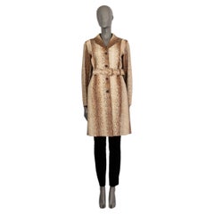 PRADA cremefarbener & brauner PYTHON TRENCH Mantel Jacke 42 M